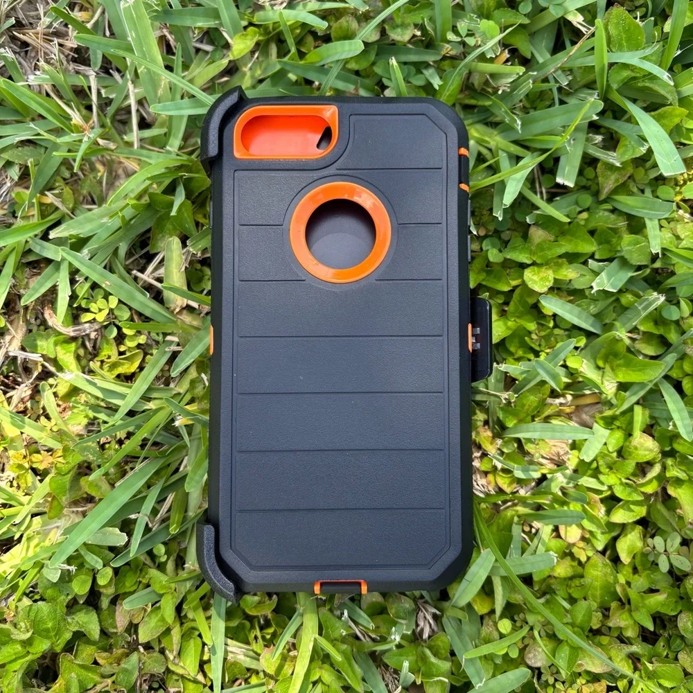 Rugged Black and Orange Phone Case /iPhone 8 plus